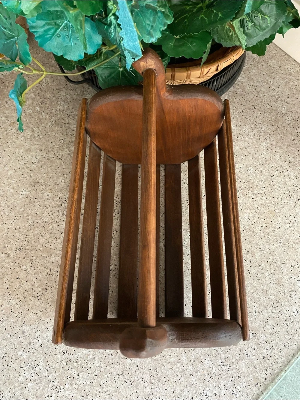 Vintage Slatted Wooden “Apple” Basket w/Handle